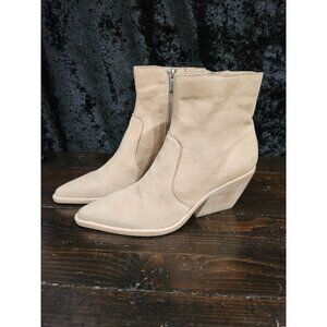 Dolce Vita Pointed-Toe Western Booties in Dune Nubuck/Sz. 10